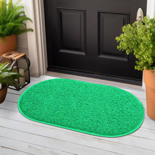 (Green)Duro Soft Mats Eco Non Slip PVC Door Mats for Home Entrance, Mat for Living Room, Kitchen Floor, Sink, Outdoor, Indoor, Bathroom, 12 mm Thick Waterproof Doormat/Runner/Rug, 40x70 cm Oval