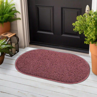 (Maroon)Duro Soft Mats Premium Non Slip PVC Door Mats for Home Entrance, Mat for Living Room, Kitchen Floor, Sink, Outdoor, Indoor, Bedroom, Bathroom, 15 mm Thick Doormat/Runner/Rug 40x70 cm Oval