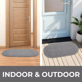 (Grey) Duro Soft Mats Eco Non Slip PVC Door Mat – 12mm Thick Waterproof Doormat, 40x70 cm Oval