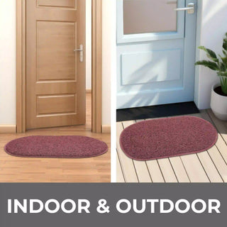 Maroon Non-Slip PVC Oval Door Mat 40x70 cm | Waterproof Doormat – Duro Mats