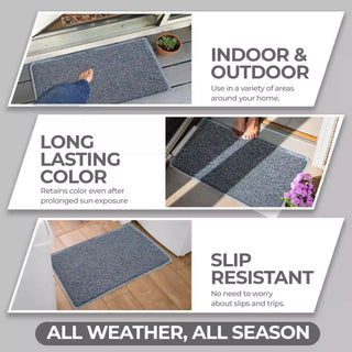 (Grey) Duro Soft Mats Eco Non Slip PVC Door Mat – 12mm Thick Waterproof Doormat, 41x69 cm Rectangle