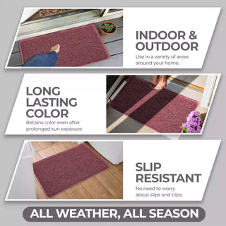(Maroon) Duro Soft Mats Eco Non Slip PVC Door Mat – 12mm Thick Waterproof Doormat, 41x69 cm Rectangle