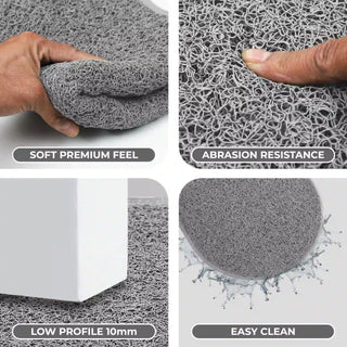 (Grey) Duro Soft Mats Eco Non Slip PVC Door Mat – 12mm Thick Waterproof Doormat, 40x70 cm Oval