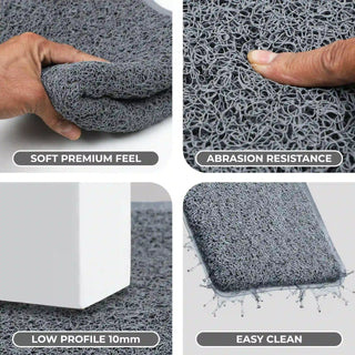 (Grey) Duro Soft Mats Eco Non Slip PVC Door Mat – 12mm Thick Waterproof Doormat, 41x69 cm Rectangle
