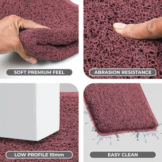 (Maroon) Duro Soft Mats Eco Non Slip PVC Door Mat – 12mm Thick Waterproof Doormat, 41x69 cm Rectangle