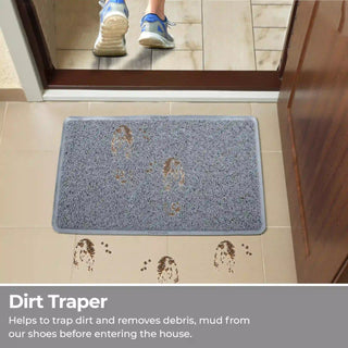 (Grey) Duro Soft Mats Eco Non Slip PVC Door Mat – 12mm Thick Waterproof Doormat, 41x69 cm Rectangle