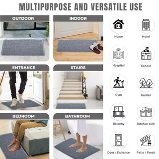(Grey) Duro Soft Mats Eco Non Slip PVC Door Mat – 12mm Thick Waterproof Doormat, 41x69 cm Rectangle