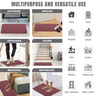 (Maroon) Duro Soft Mats Eco Non Slip PVC Door Mat – 12mm Thick Waterproof Doormat, 41x69 cm Rectangle