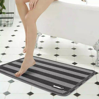 Plus Bathroom Mat, Bath Mats for Shower, Pool Area, Non Slip PVC Door Mats for Home Entrance, Outdoor, Indoor, 6.5 mm Thick Zig-zag Mat, 43x69 cm Rectangle Stone Grey