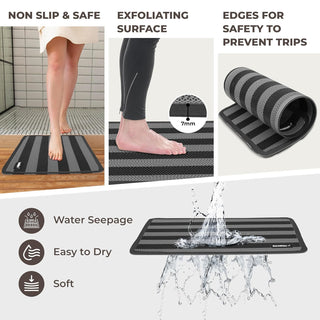 Plus Bathroom Mat, Bath Mats for Shower, Pool Area, Non Slip PVC Door Mats for Home Entrance, Outdoor, Indoor, 6.5 mm Thick Zig-zag Mat, 43x69 cm Rectangle