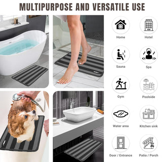 Plus Bathroom Mat, Bath Mats for Shower, Pool Area, Non Slip PVC Door Mats for Home Entrance, Outdoor, Indoor, 6.5 mm Thick Zig-zag Mat, 43x69 cm Rectangle