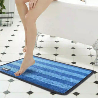 (Midnight Blue)Plus Bathroom Mat, Bath Mats for Shower, Pool Area, Non Slip PVC Door Mats for Home Entrance, Outdoor, Indoor, 6.5 mm Thick Zig-zag Mat, 43x69 cm Rectangle