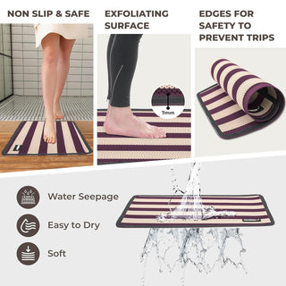 Plus Bathroom Mat, Bath Mats for Shower, Pool Area, Non Slip PVC Door Mats for Home Entrance, Outdoor, Indoor, 6.5 mm Thick Zig-zag Mat, 43x69 cm Rectangle