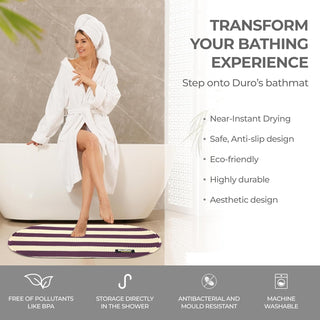 Plus Bathroom Mat, Bath Mats for Shower, Pool Area, Non Slip PVC Door Mats for Home Entrance, Outdoor, Indoor, 6.5 mm Thick Zig-zag Mat, 40x70 cm Oval