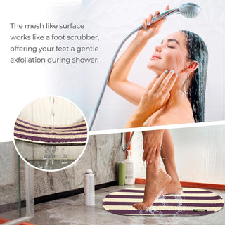 Plus Bathroom Mat, Bath Mats for Shower, Pool Area, Non Slip PVC Door Mats for Home Entrance, Outdoor, Indoor, 6.5 mm Thick Zig-zag Mat, 40x70 cm Oval
