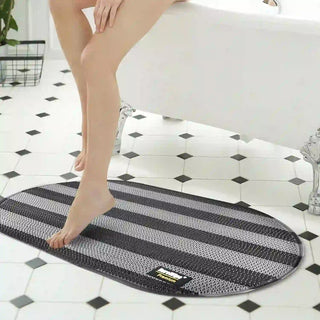 Plus Bathroom Mat, Bath Mats for Shower, Pool Area, Non Slip PVC Door Mats for Home Entrance, Outdoor, Indoor, 6.5 mm Thick Zig-zag Mat, 40x70 cm Oval Stone Grey