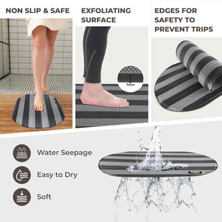 Plus Bathroom Mat, Bath Mats for Shower, Pool Area, Non Slip PVC Door Mats for Home Entrance, Outdoor, Indoor, 6.5 mm Thick Zig-zag Mat, 40x70 cm Oval