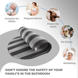 Plus Bathroom Mat, Bath Mats for Shower, Pool Area, Non Slip PVC Door Mats for Home Entrance, Outdoor, Indoor, 6.5 mm Thick Zig-zag Mat, 40x70 cm Oval