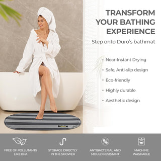 Plus Bathroom Mat, Bath Mats for Shower, Pool Area, Non Slip PVC Door Mats for Home Entrance, Outdoor, Indoor, 6.5 mm Thick Zig-zag Mat, 40x70 cm Oval