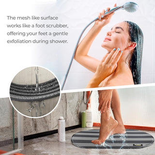 Plus Bathroom Mat, Bath Mats for Shower, Pool Area, Non Slip PVC Door Mats for Home Entrance, Outdoor, Indoor, 6.5 mm Thick Zig-zag Mat, 40x70 cm Oval