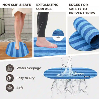(Midnight Blue)Duro Wipe Plus Bathroom Mat, Bath Mats for Shower, Pool Area, Non Slip PVC Door Mats for Home Entrance, Outdoor, Indoor, 6.5 mm Thick Zig-zag Mat, 40x70 cm Oval