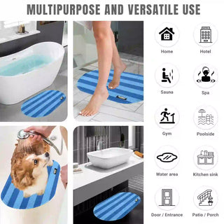 (Midnight Blue)Duro Wipe Plus Bathroom Mat, Bath Mats for Shower, Pool Area, Non Slip PVC Door Mats for Home Entrance, Outdoor, Indoor, 6.5 mm Thick Zig-zag Mat, 40x70 cm Oval