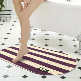 Plus Bathroom Mat, Bath Mats for Shower, Pool Area, Non Slip PVC Door Mats for Home Entrance, Outdoor, Indoor, 6.5 mm Thick Zig-zag Mat, 40x70 cm Oval Magic Maroon