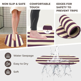 Plus Bathroom Mat, Bath Mats for Shower, Pool Area, Non Slip PVC Door Mats for Home Entrance, Outdoor, Indoor, 6.5 mm Thick Zig-zag Mat, 40x70 cm Oval