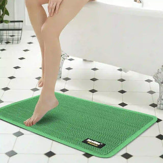 Premium Bathroom Mat, Bath Mats for Shower, Pool Area, Non Slip PVC Door Mats for Home Entrance, Outdoor, Indoor, 6 mm Thick Zig-zag Jali Mat 43x69 cm Rectangle Green