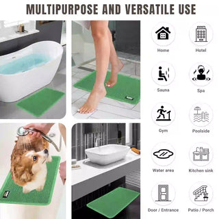 (Green)Duro Wipe Premium Bathroom Mat, Bath Mats for Shower, Pool Area, Non Slip PVC Door Mats for Home Entrance, Outdoor, Indoor, 6 mm Thick Zig-zag Jali Mat 43x69 cm Rectangle