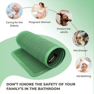 (Green)Duro Wipe Premium Bathroom Mat, Bath Mats for Shower, Pool Area, Non Slip PVC Door Mats for Home Entrance, Outdoor, Indoor, 6 mm Thick Zig-zag Jali Mat 43x69 cm Rectangle