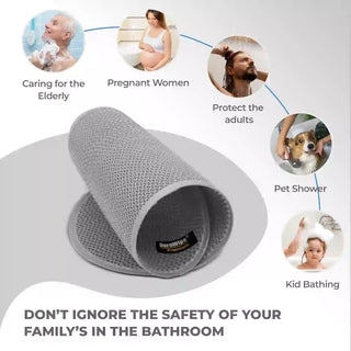 (Grey)Duro Wipe Premium Bathroom Mat, Bath Mats for Shower, Pool Area, Non Slip PVC Door Mats for Home Entrance, Outdoor, Indoor, 6 mm Thick Zig-zag Jali Mat, 40x70 cm Oval