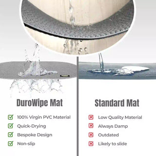 (Grey)Duro Wipe Premium Bathroom Mat, Bath Mats for Shower, Pool Area, Non Slip PVC Door Mats for Home Entrance, Outdoor, Indoor, 6 mm Thick Zig-zag Jali Mat, 40x70 cm Oval