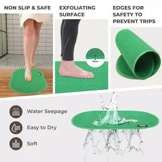 (Green)Duro Wipe Premium Bathroom Mat, Bath Mats for Shower, Pool Area, Non Slip PVC Door Mats for Home Entrance, Outdoor, Indoor, 6 mm Thick Zig-zag Jali Mat, 40x70 cm Oval