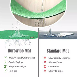 (Green)Duro Wipe Premium Bathroom Mat, Bath Mats for Shower, Pool Area, Non Slip PVC Door Mats for Home Entrance, Outdoor, Indoor, 6 mm Thick Zig-zag Jali Mat, 40x70 cm Oval