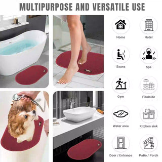 (Maroon)Duro Wipe Premium Bathroom Mat, Bath Mats for Shower, Pool Area, Non Slip PVC Door Mats for Home Entrance, Outdoor, Indoor, 6 mm Thick Zig-zag Jali Mat, 40x70 cm Oval