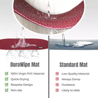(Maroon)Duro Wipe Premium Bathroom Mat, Bath Mats for Shower, Pool Area, Non Slip PVC Door Mats for Home Entrance, Outdoor, Indoor, 6 mm Thick Zig-zag Jali Mat, 40x70 cm Oval