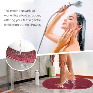 (Maroon)Duro Wipe Premium Bathroom Mat, Bath Mats for Shower, Pool Area, Non Slip PVC Door Mats for Home Entrance, Outdoor, Indoor, 6 mm Thick Zig-zag Jali Mat, 40x70 cm Oval
